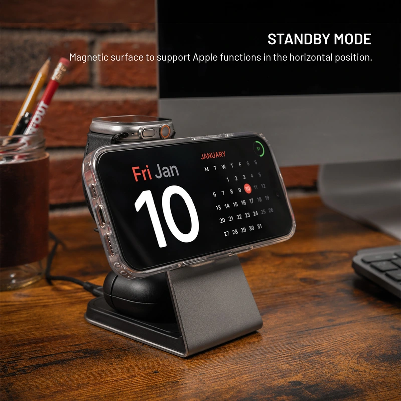 FIXED 3in1 Mag ALU Qi2 Trådlös Laddstation Titanium - 8018213