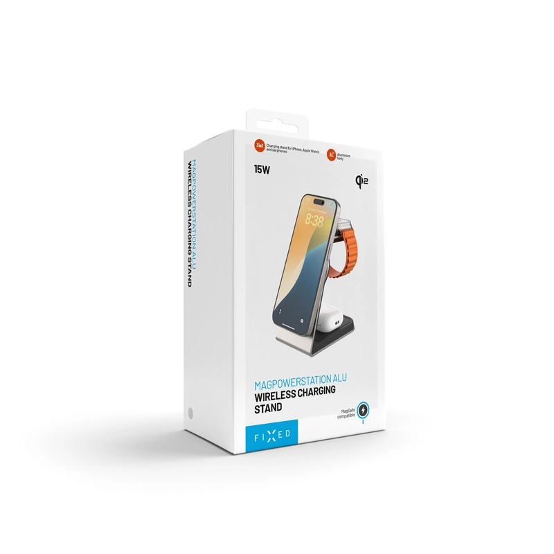 FIXED 3in1 Mag ALU Qi2 Trådlös Laddstation Titanium - 8018213