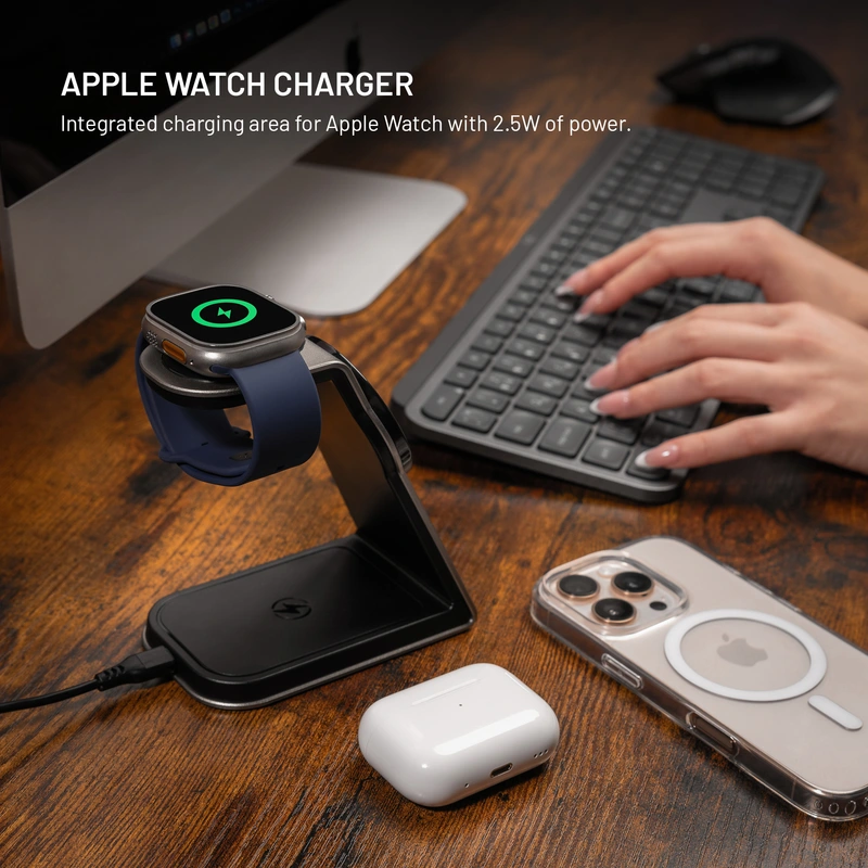 FIXED 3in1 Mag ALU Qi2 Trådlös Laddstation Titanium - 8018213