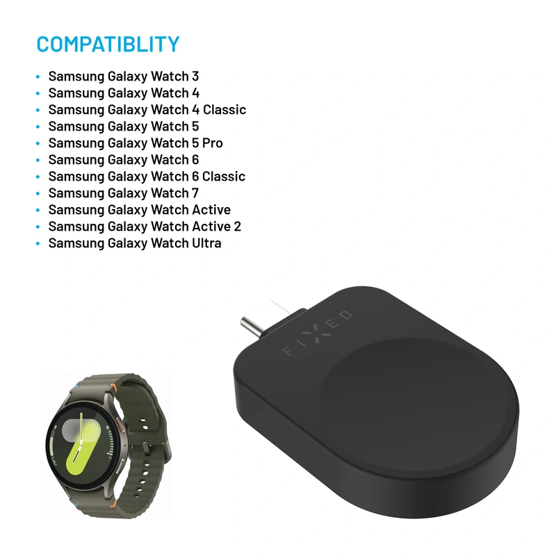 FIXED Trådlös USB-C laddare för Samsung Watch Svart - 8018215