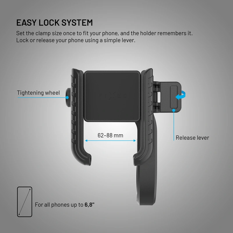 FIXED Bikee Plus Vista Cykel Telefonfäste med Smart Lock Svart - 8018226