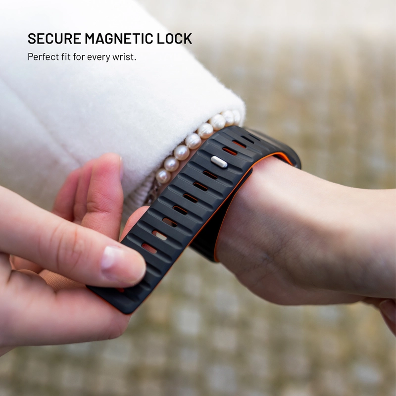 FIXED Mag Silikonrem för Apple Watch 42/44/45/449mm Svart - 8018298