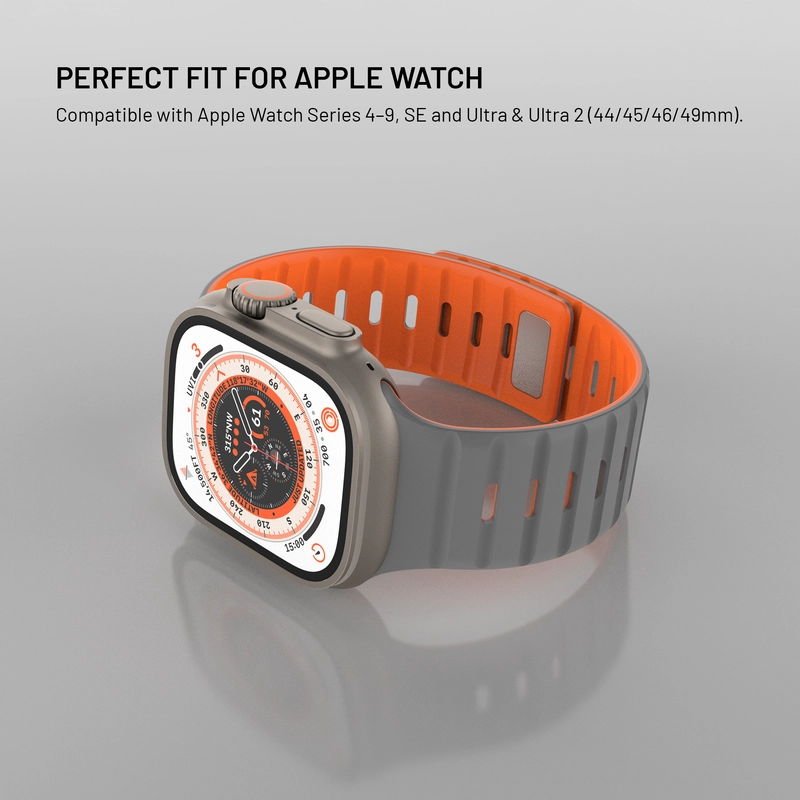 FIXED Mag Silikonrem för Apple Watch 42/44/45/46/49mm ljusgrå - 8018299