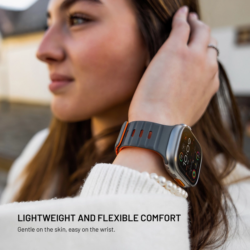 FIXED Mag Silikonrem för Apple Watch 42/44/45/46/49mm ljusgrå - 8018299