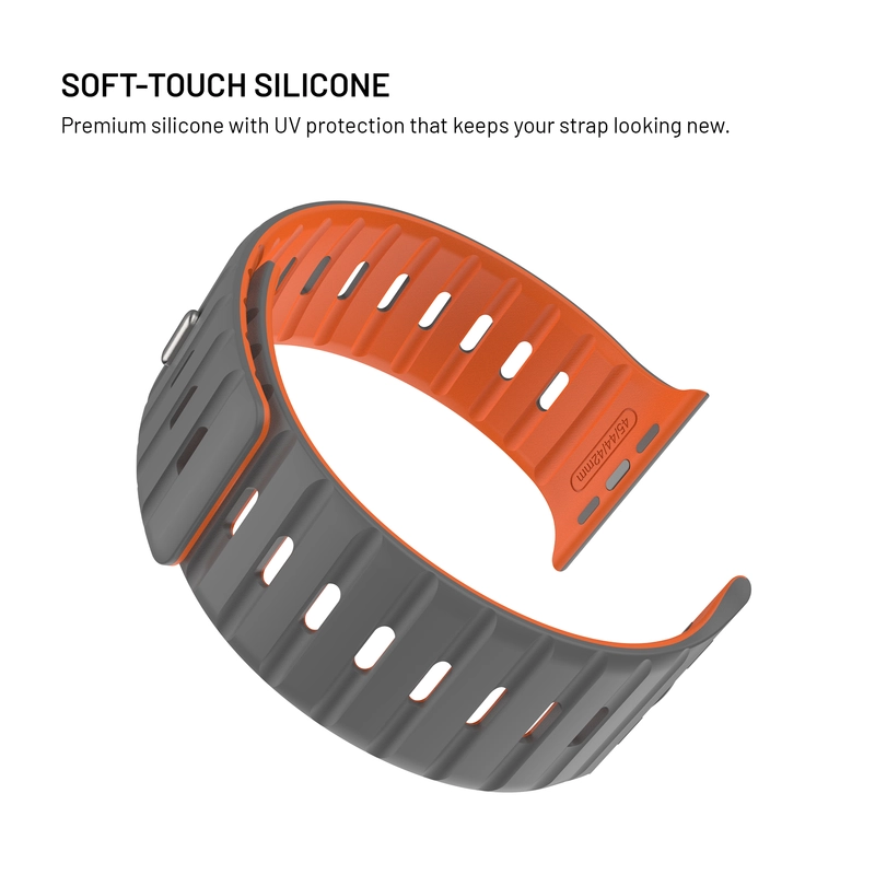 FIXED Mag Silikonrem för Apple Watch 42/44/45/46/49mm ljusgrå - 8018299