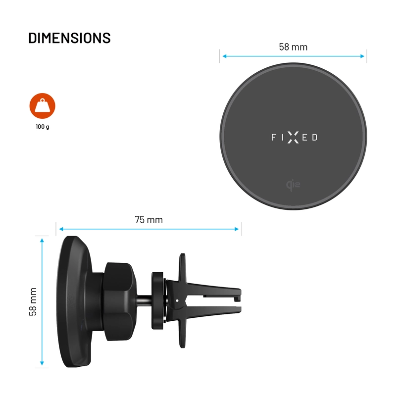FIXED MagRound2 15W Telefonhållare för ventilationsgaller - 8018352