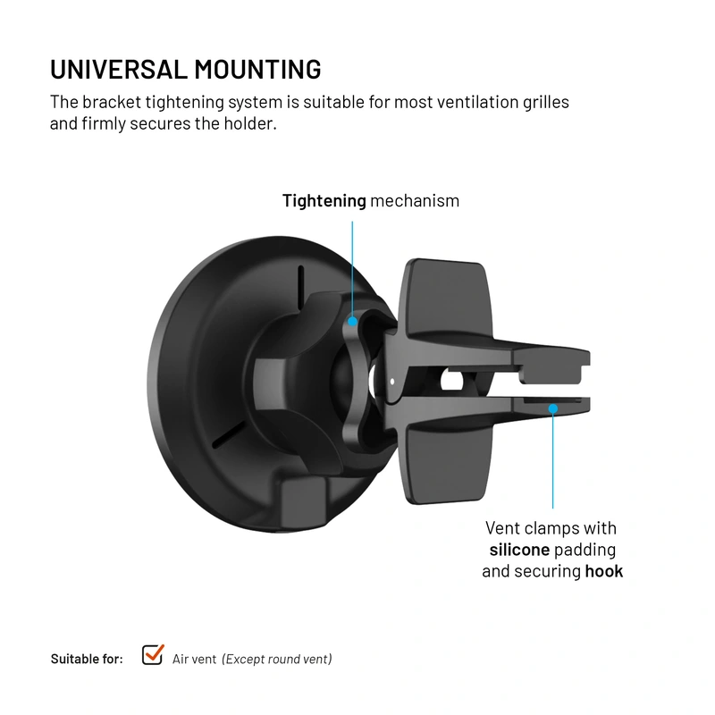 FIXED MagRound2 15W Telefonhållare för ventilationsgaller - 8018352