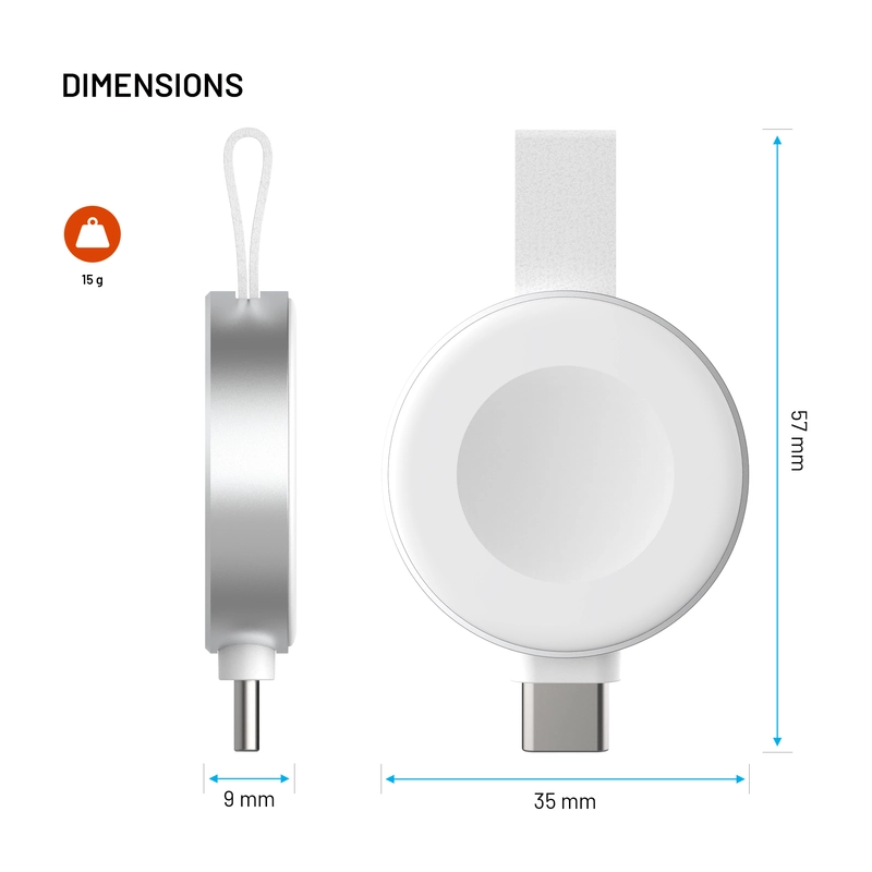 FIXED Trådlös USB-C laddare för Apple Watch Vit - 8018355