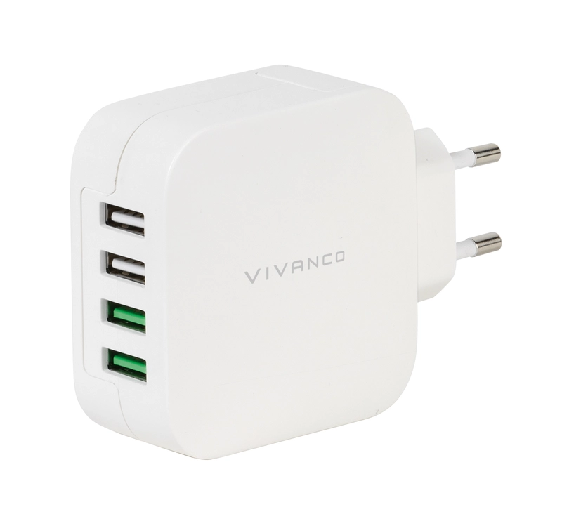 Vivanco USB hemladdare 4.8A (2.4A/1A) 4xUSB Vit - 2837564
