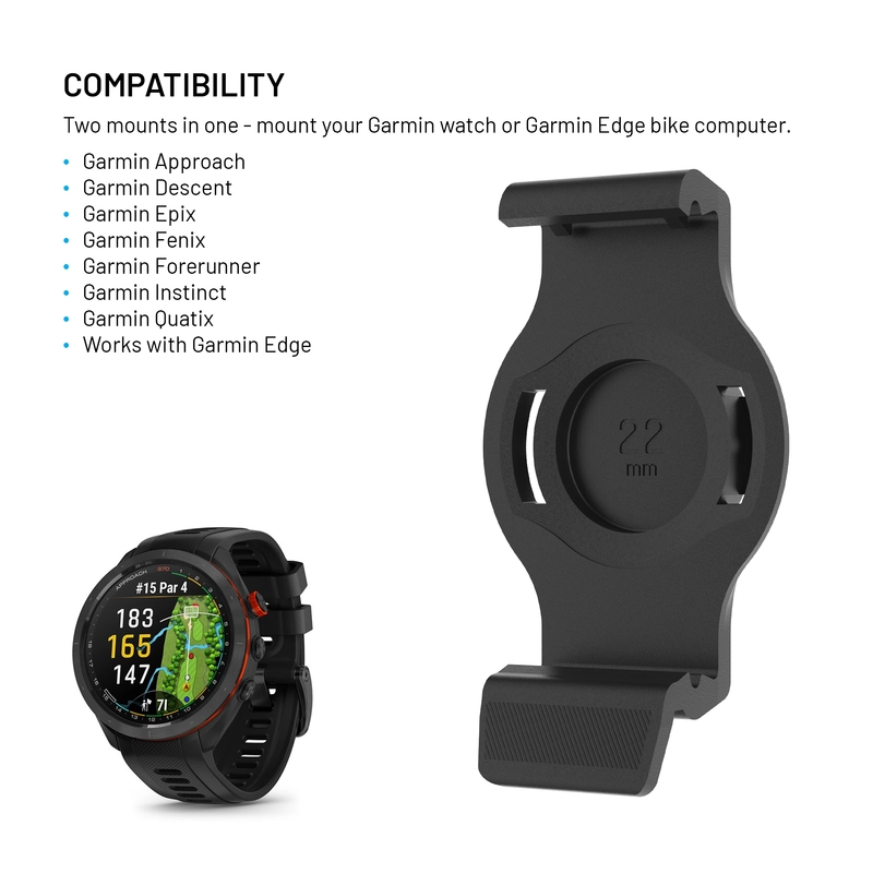 FIXED Styrfäste hållare för Garmin smartklockor 22mm Svart - 8018427