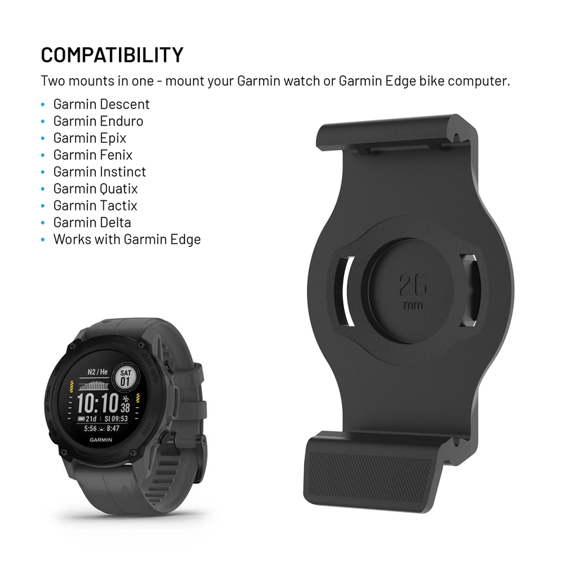 FIXED Styrfäste hållare för Garmin smartklockor 26mm Svart - 8018428