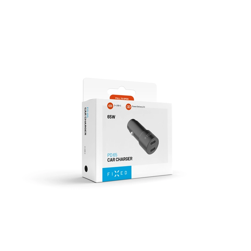 FIXED Supersnabb 65W 2x USB-C billaddare Svart - 8018550
