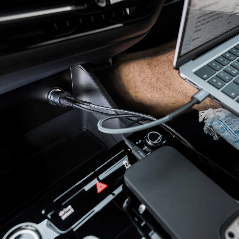 FIXED Supersnabb 65W 2x USB-C billaddare Svart - 8018550