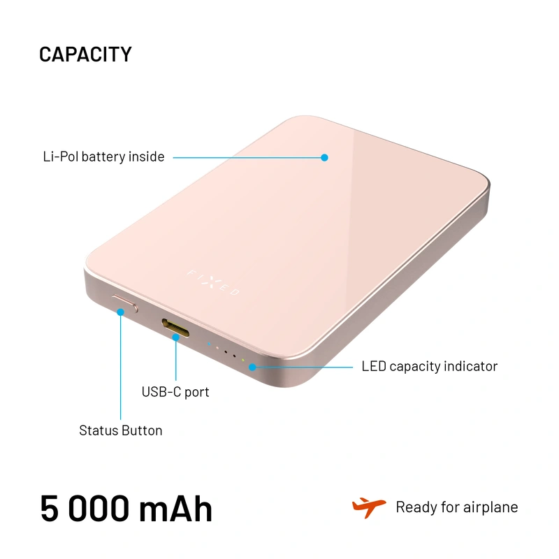 FIXED MagZen 5 Crystal Qi2 standard 5000 mAh Rosa - 8018605