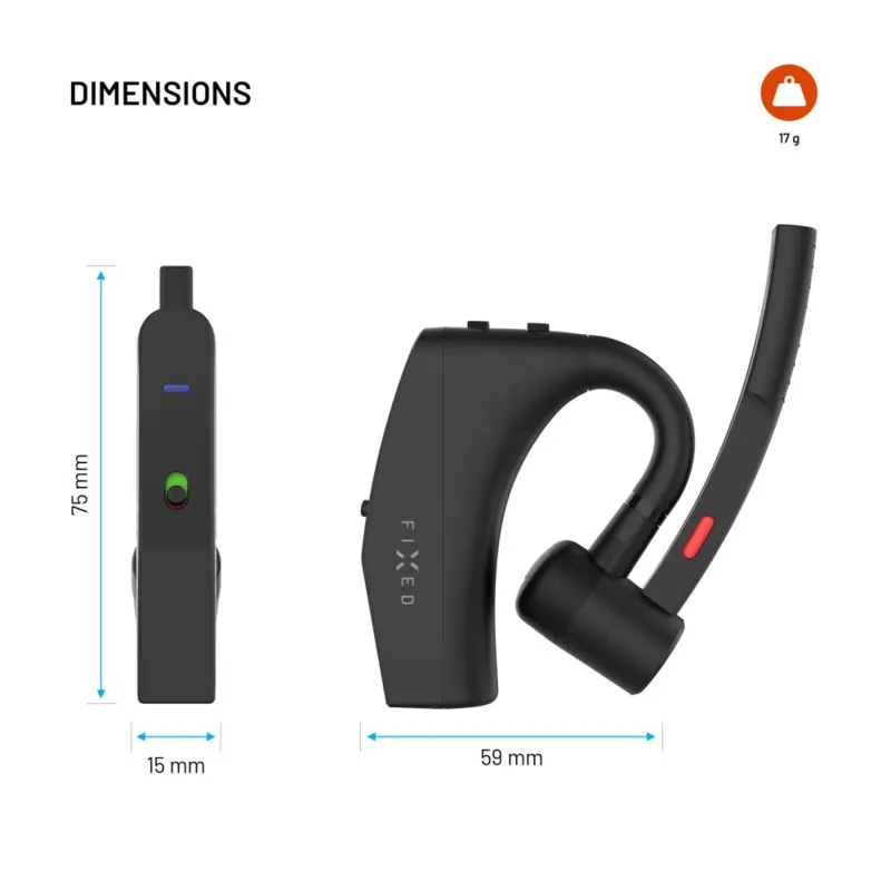 FIXED Talk Pro Trådlös Open-Ear Mono Headset med ENC Svart - 8018658