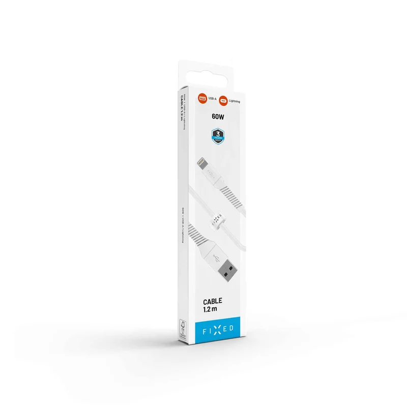 FIXED LIQUID silikonkabel USB-A/Lightning 1.2m Vit - 8018922