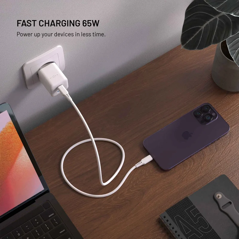 FIXED Super Fast Mini Charger 65W 2xUSB-C PD + USB-A Vit - 8019061
