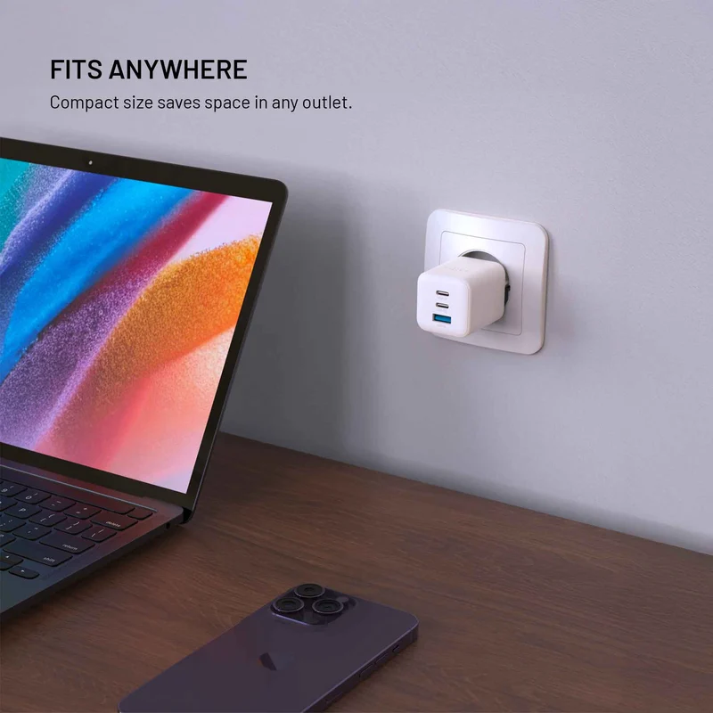 FIXED Super Fast Mini Charger 65W 2xUSB-C PD + USB-A Vit - 8019061