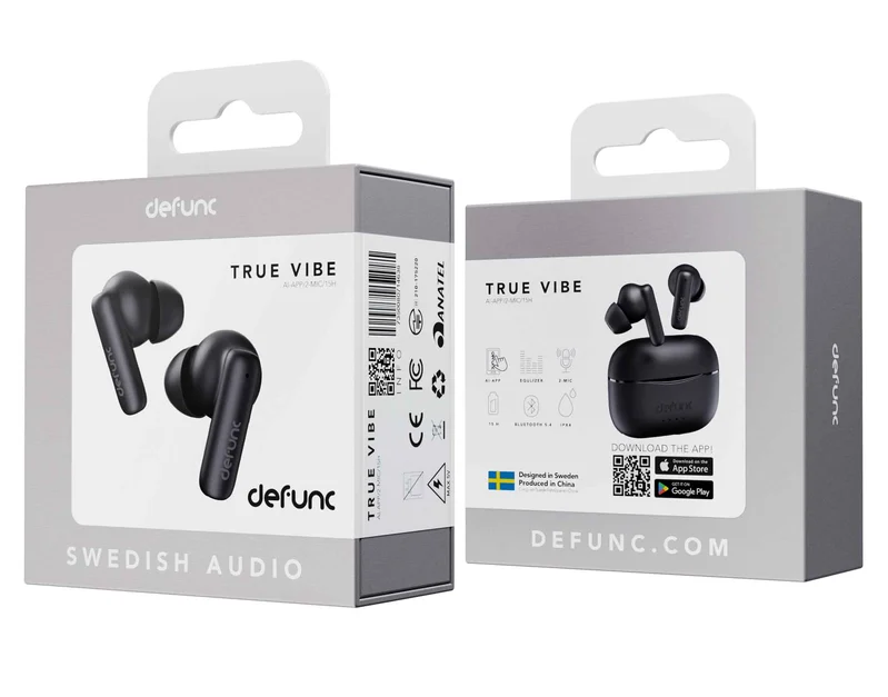 Defunc TRUE VIBE TWS Plugin In-Ear BT hörlur Svart - 8071001
