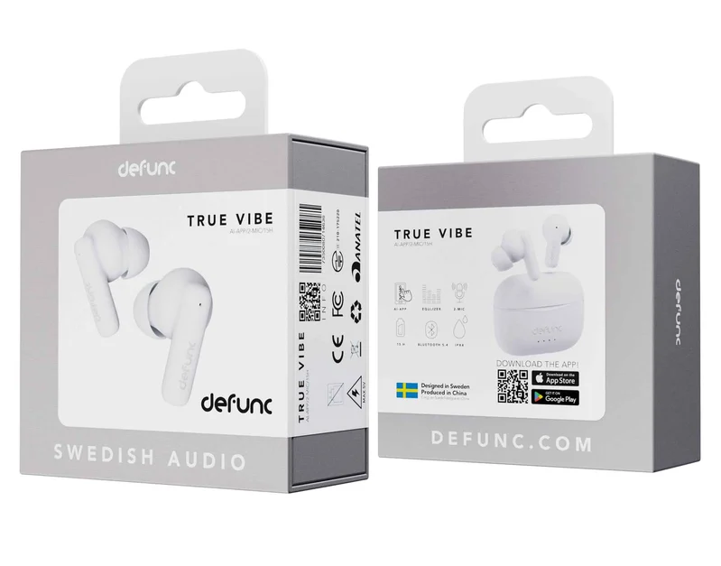 Defunc TRUE VIBE TWS Plugin In-Ear BT hörlur Vit - 8071002