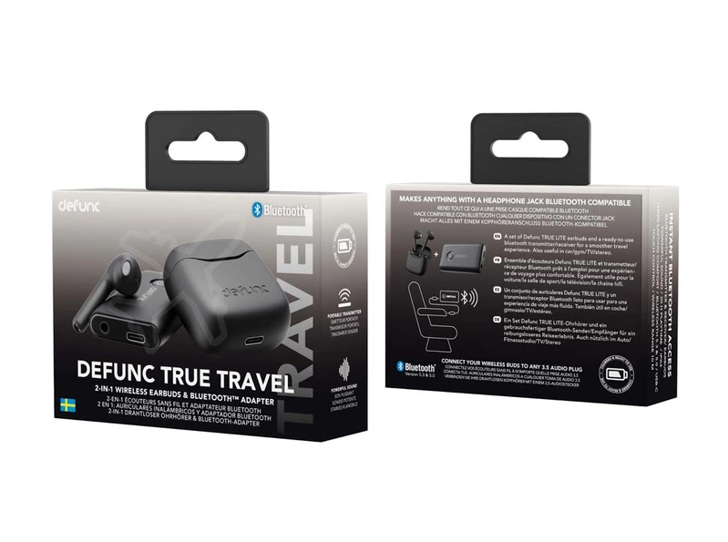 Defunc TRUE TRAVEL TWS 2i1 Hybrid In-Ear BT Hörlur + Adapter Svart - 8071447