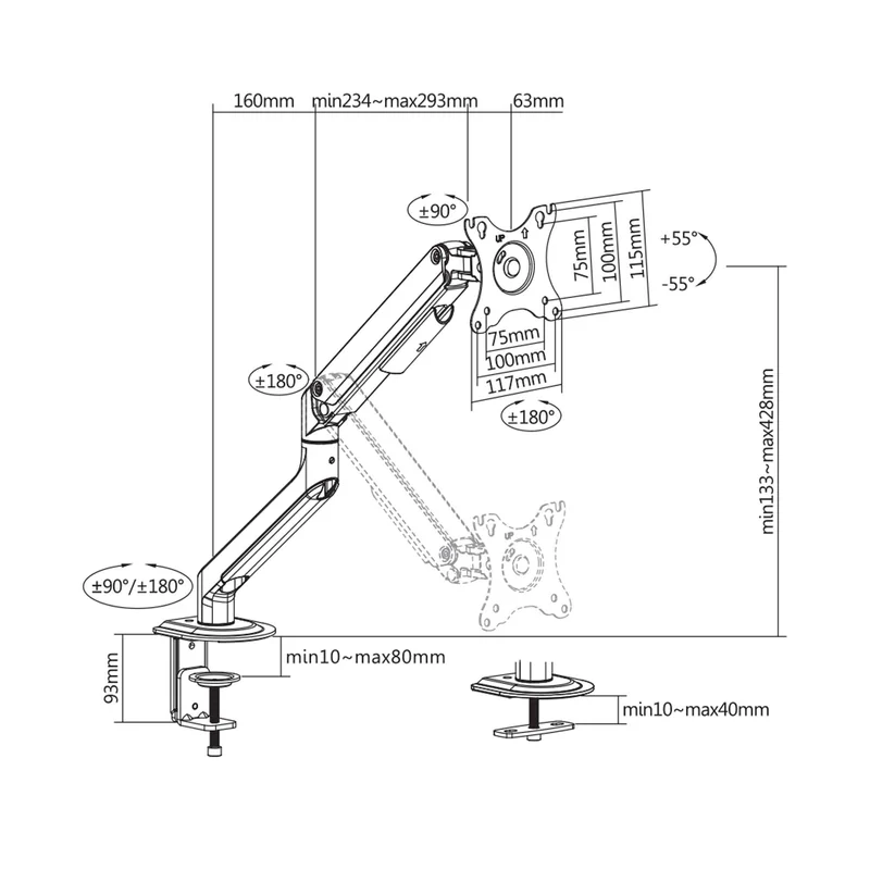 White Shark NEFERITES I Monitorfäste VESA 100/32