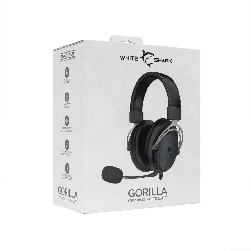 White Shark GORILLA Over-Ear Spelheadset Svart/Grå - 9450241
