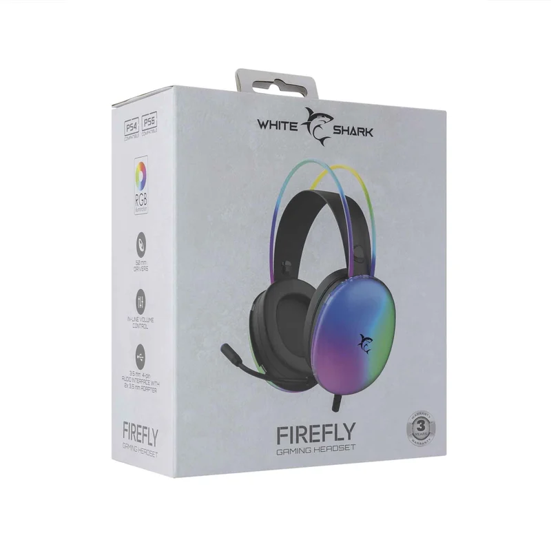 White Shark FIREFLY On-Ear Spelheadset Svart - 9450327