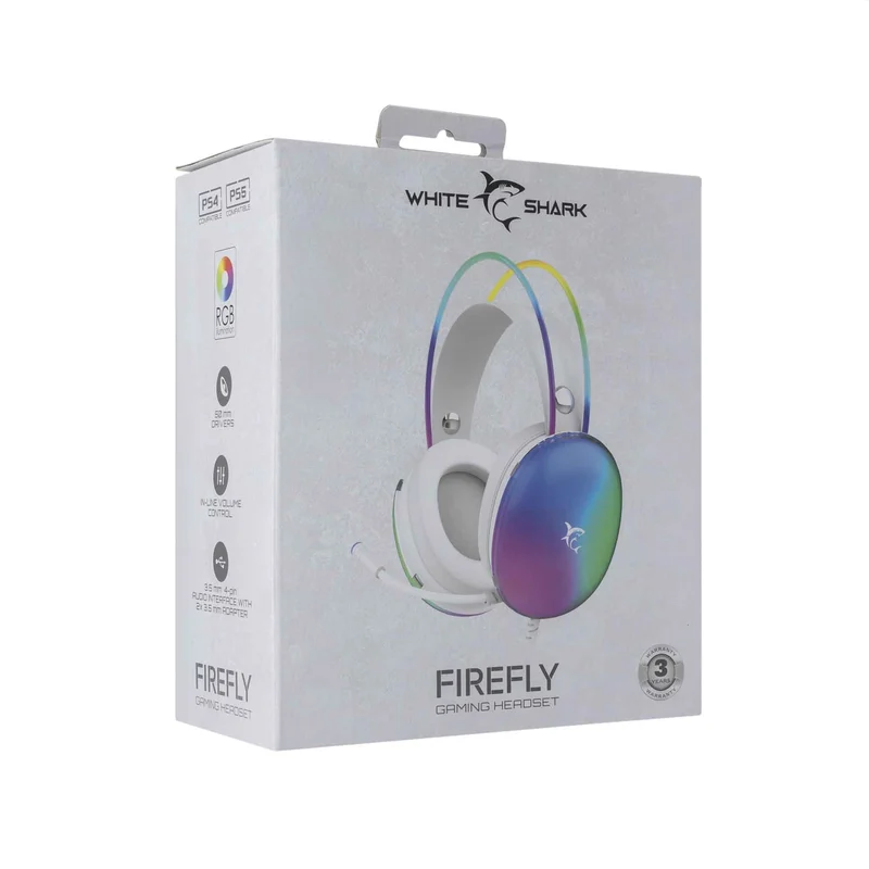 White Shark FIREFLY On-Ear Spelheadset Vit - 9450328