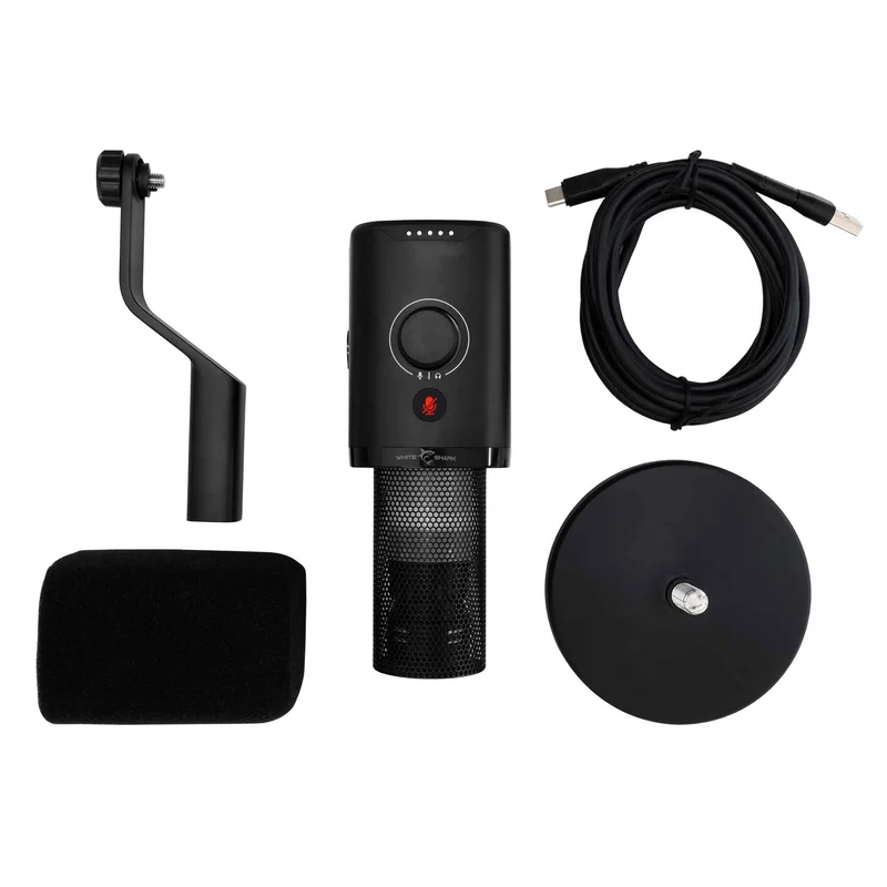 White Shark UDUKKU USB-C/XLR Dynamisk Mikrofon inkl. Stativ Svart - 9450732