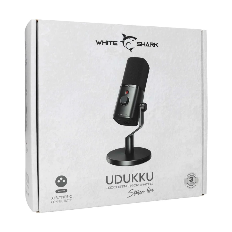 White Shark UDUKKU USB-C/XLR Dynamisk Mikrofon inkl. Stativ Svart - 9450732