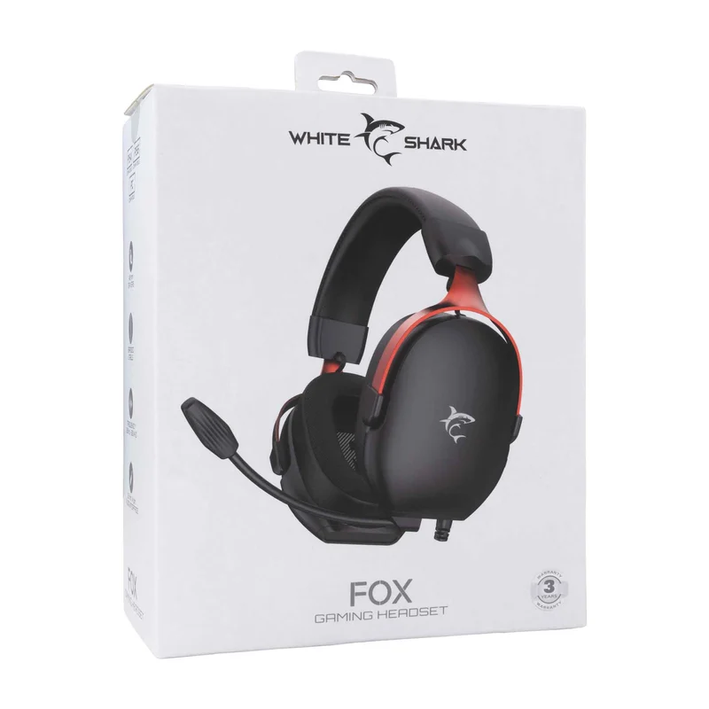 White Shark FOX Over-Ear Spelheadset Svart/Röd - 9450738