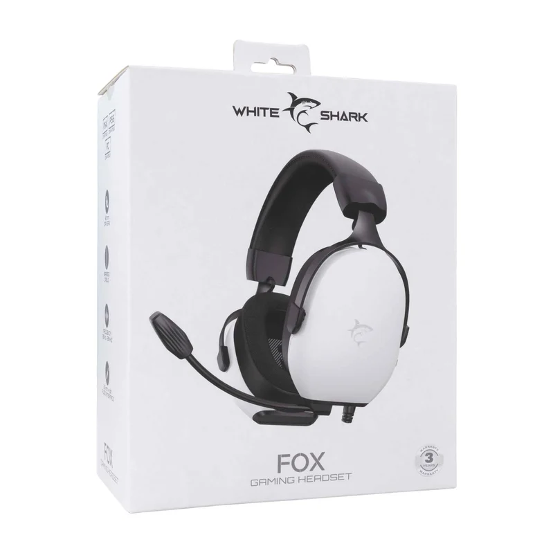 White Shark FOX Over-Ear Spelheadset Vit/Svart - 9450739
