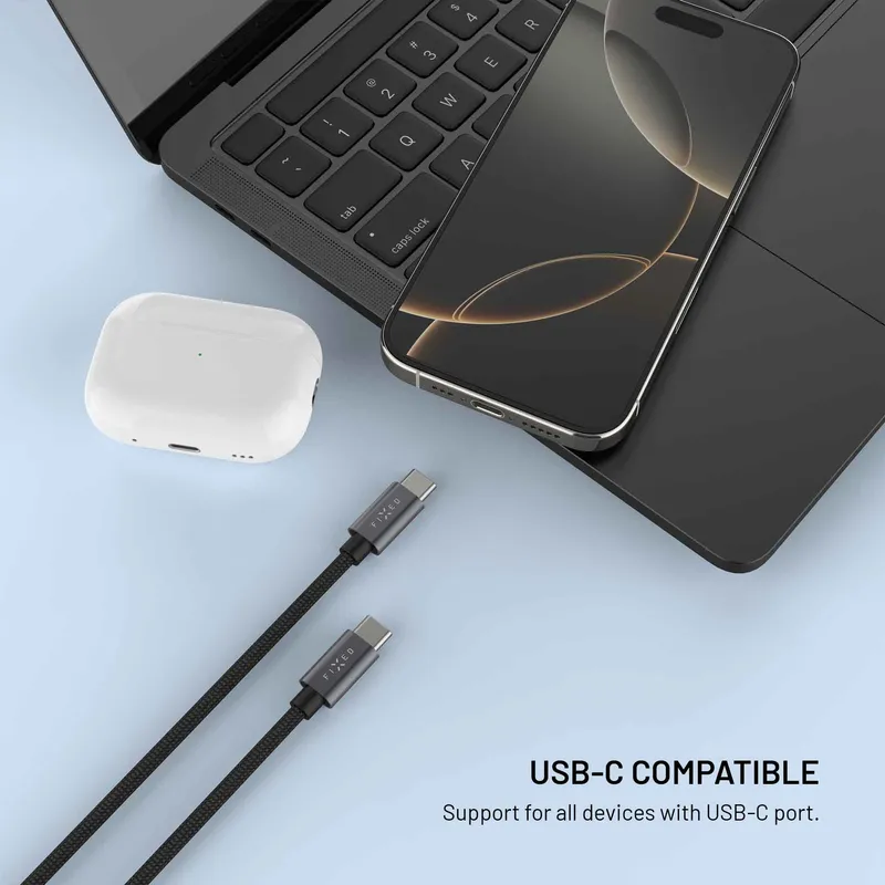 FIXED USB-C-laddningskabel för Apple Watch och Galaxy Watch, 1,5 m, svart - 8019220