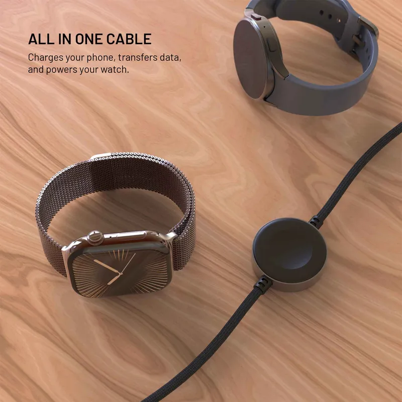 FIXED USB-C-laddningskabel för Apple Watch och Galaxy Watch, 1,5 m, svart - 8019220