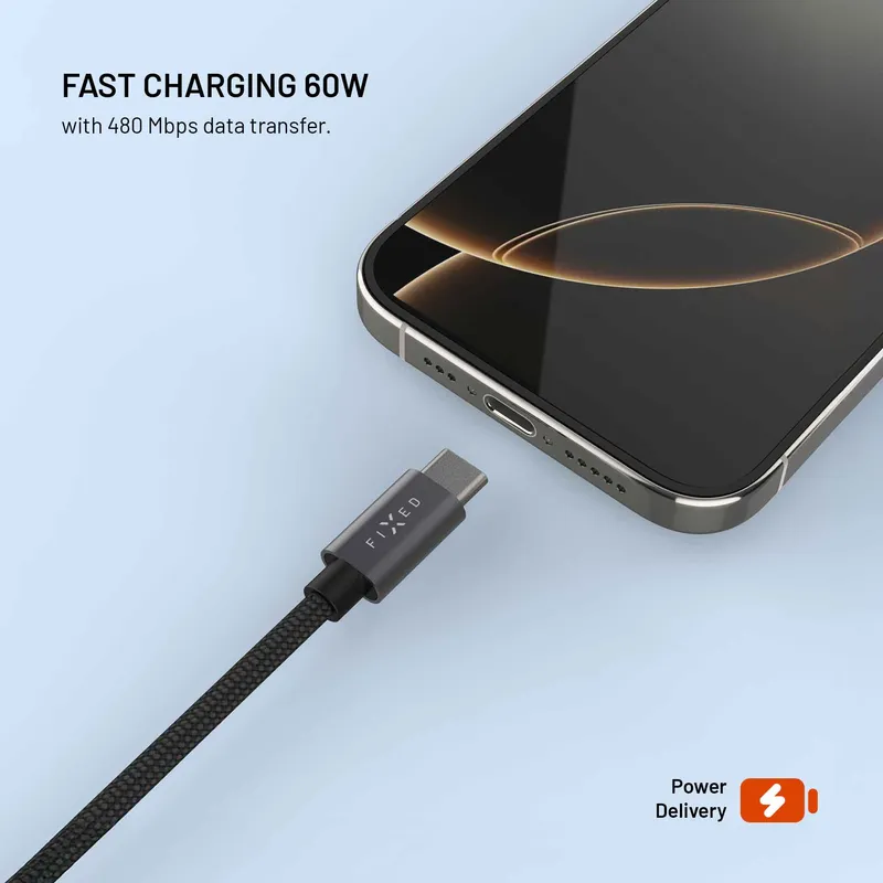 FIXED USB-C-laddningskabel för Apple Watch och Galaxy Watch, 1,5 m, svart - 8019220