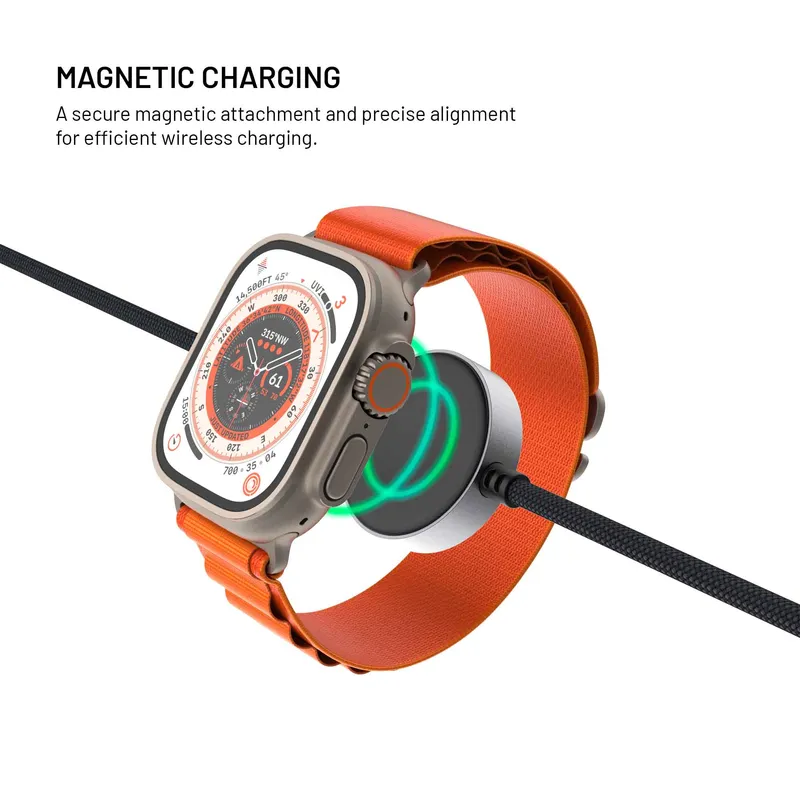 FIXED USB-C-laddningskabel för Apple Watch och Galaxy Watch, 1,5 m, svart - 8019220
