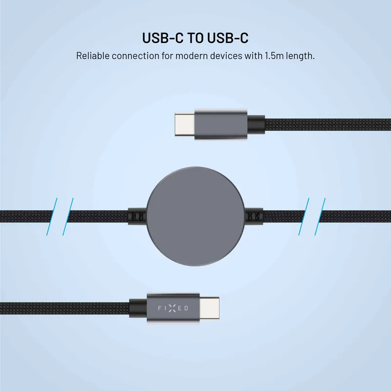FIXED USB-C-laddningskabel för Apple Watch och Galaxy Watch, 1,5 m, svart - 8019220