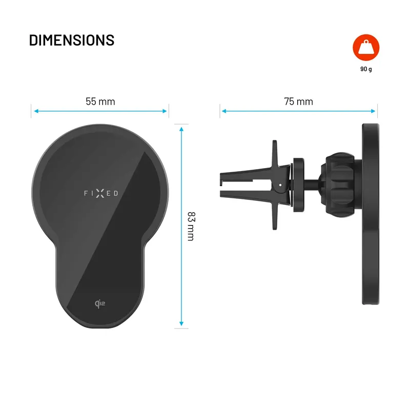 FIXED MagClick2 15W QI2 Telefonhållare för ventilationsgaller - 8018846