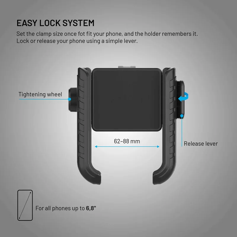 FIXED Bikee Anti-Shock Telefonfäste för Cykel med Smart Lock Svart - 8019208