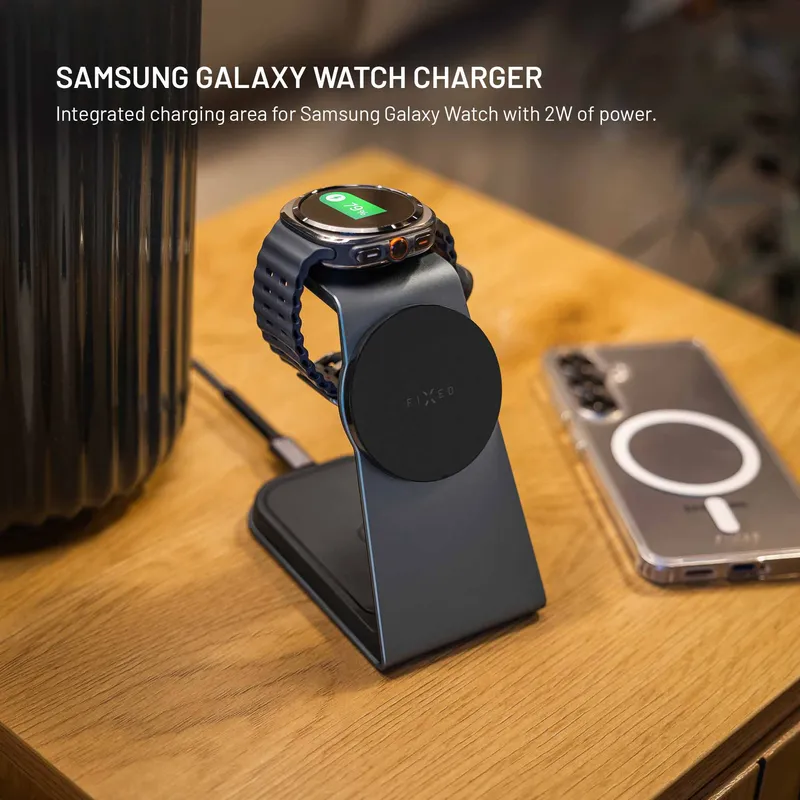 FIXED 3in1 Mag ALU 25W Qi2.2 Trådlös Samsung Laddstation Rymdgrå - 8019270