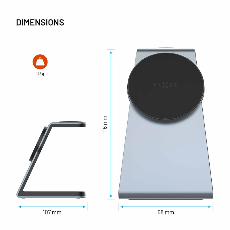 FIXED 3in1 Mag ALU 25W Qi2.2 Trådlös Samsung Laddstation Rymdgrå - 8019270