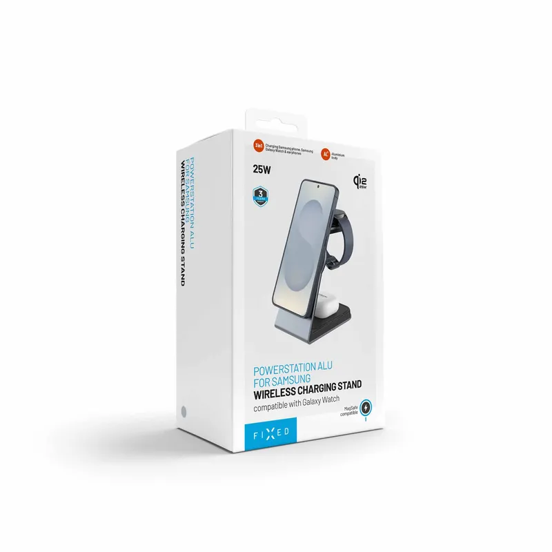 FIXED 3in1 Mag ALU 25W Qi2.2 Trådlös Samsung Laddstation Rymdgrå - 8019270