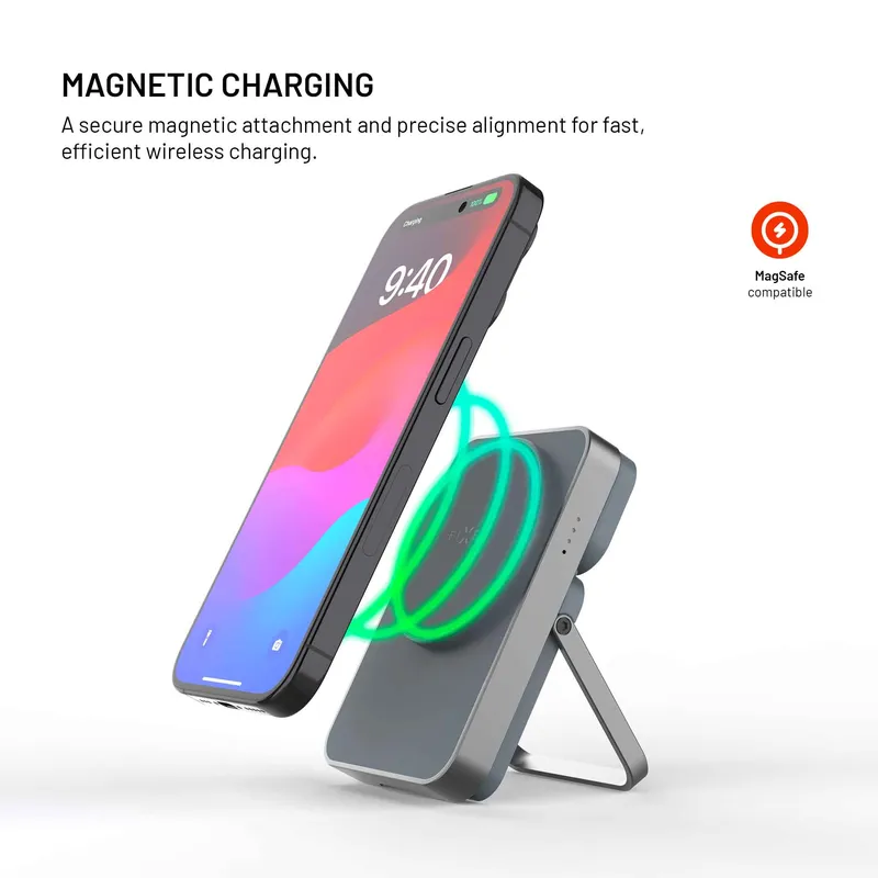 FIXED MagZen 5 Stand Qi2 20W Power Bank 5000mAh + Apple Watch laddare Grå - 8018895