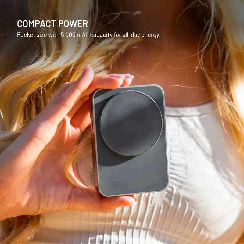 FIXED MagZen 5 Stand Qi2 20W Power Bank 5000mAh + Apple Watch laddare Grå - 8018895