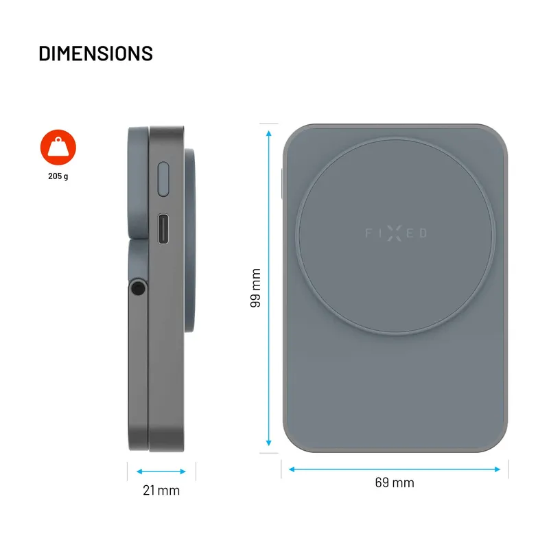 FIXED MagZen 5 Stand Qi2 20W Power Bank 5000mAh + Apple Watch laddare Grå - 8018895