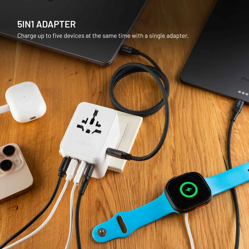 FIXED Reseladdare USB-C/-A 70W EU/Storbritannien/USA/Australien Vit - 8018910