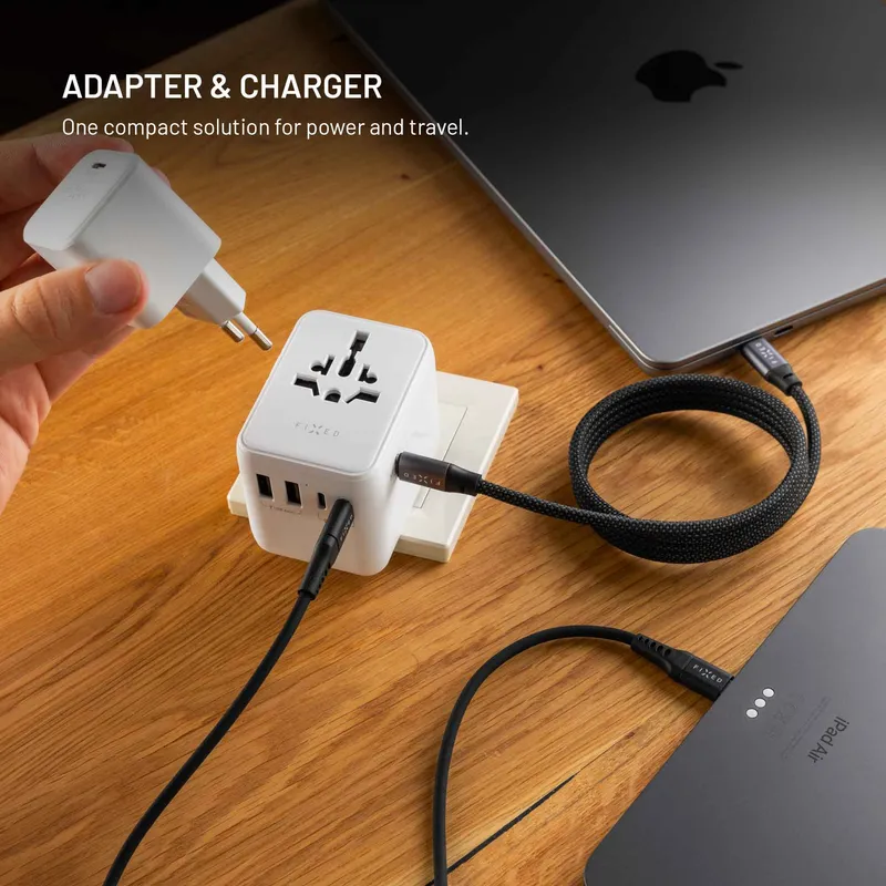 FIXED Reseladdare USB-C/-A 70W EU/Storbritannien/USA/Australien Vit - 8018910