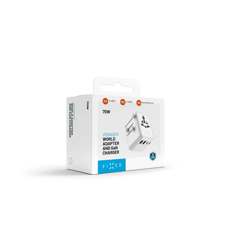 FIXED Reseladdare USB-C/-A 70W EU/Storbritannien/USA/Australien Vit - 8018910