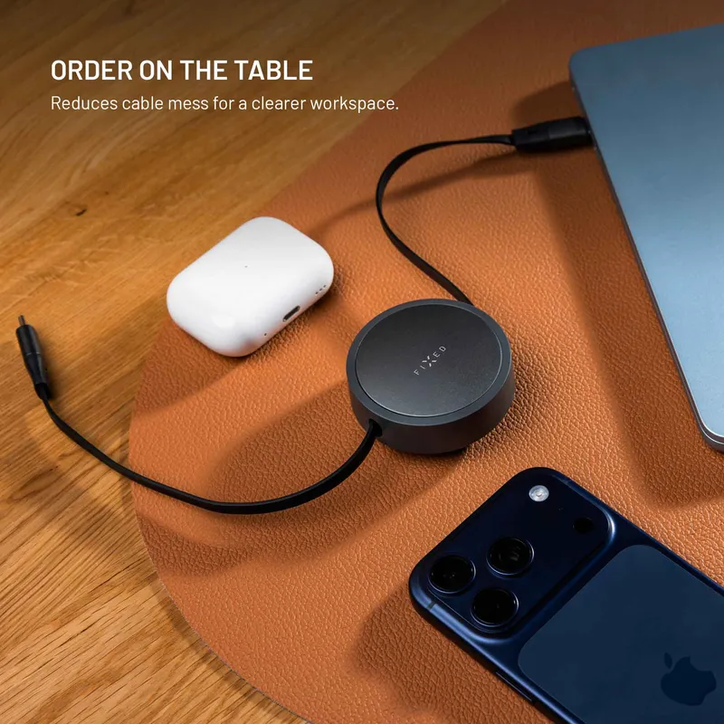 FIXED Utdragbar USB-C/C 100W Kabel 1m svart - 8019232